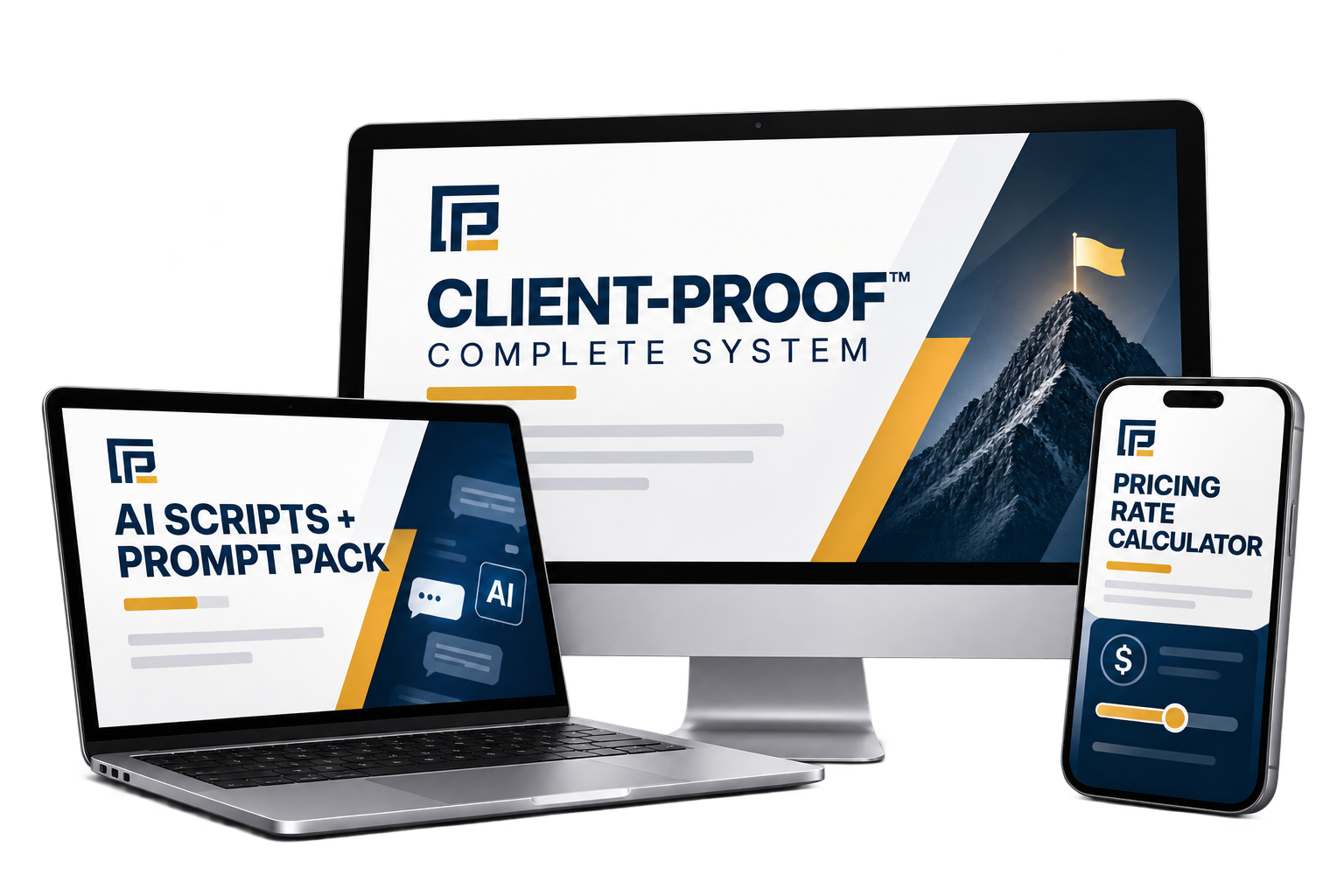 CLIENT-PROOF™ Complete System on desktop, laptop, and mobile